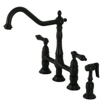 Kingston Brass KS1270PKLBS Duchess Bridge Kitchen Faucet with Brass Side Sprayer, Matte Black