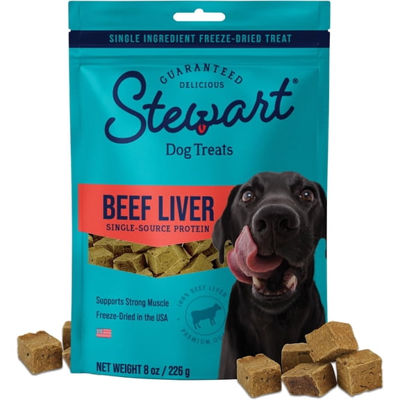 Stewart Freeze-Dried Beef Liver Training Treats for Dogs, Grain-Free, 8 oz Pouch