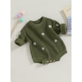 thumbnail image 4 of Musuos Infant Baby Girl Knitting Jumpsuit 3 6 9 12 24M Flower Embroidery Long Sleeve Round Neck Romper for Fall Winter, 4 of 9