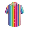 thumbnail image 4 of ZCFZJW Mens Summer Short Sleeve Button Down T-Shirts Casual Colorful Striped Print Hawaiian Tees Tops Loose Fit Collared Beach Shirts Multicolor#04 S, 4 of 5