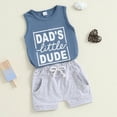 thumbnail image 2 of TOWED22 Baby Toddler Boy Sleeveless Tank Shirt + Adorable Graphic Shorts 2pcs Summer Clothing Casual Outfits Set(Blue,18-24 M), 2 of 5