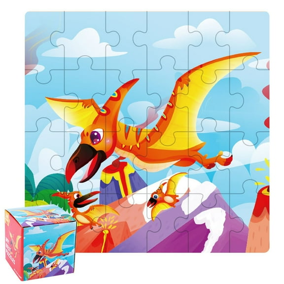 Chamoist Puzzles Toys,Magnetic Stacking Blocks,Stacking Blocks Game,Wooden Paper Box with 24 Of Small Puzzle Transportation Dinosaur Early Education Cognition Puzzle Portable Gift Box Toys