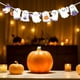 thumbnail image 1 of Decoraciones de banderines de Halloween | Set de 9 banderines colgantes de fantasmas y calaveras | Fondo y decoración de pared para fiestas temáticas de casas embrujadas, 1 of 6