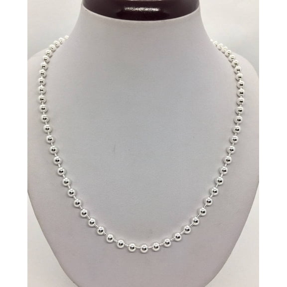 925 Sterling Silver, Ball Bead Chain Chain 5mm Necklace - Hypoallergenic and Tarnish Resistant - By Oliver & Navy