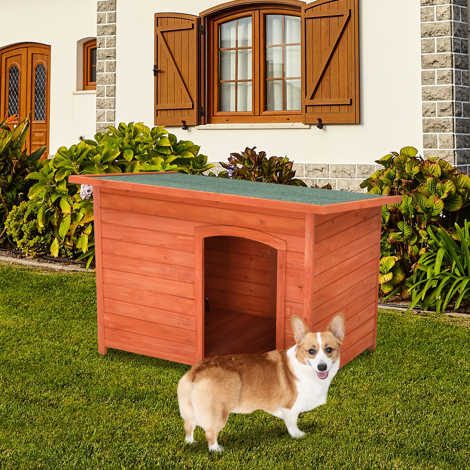 BaytoCare Wooden Wooden Dog Houses Weatherproof for Medium Dog Large