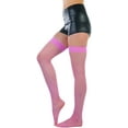thumbnail image 3 of ToBeInStyle Womens Sexy Nylon Versatile Fine Fishnet Thigh High Stockings w/ Opaque Band - Pink, 3 of 8