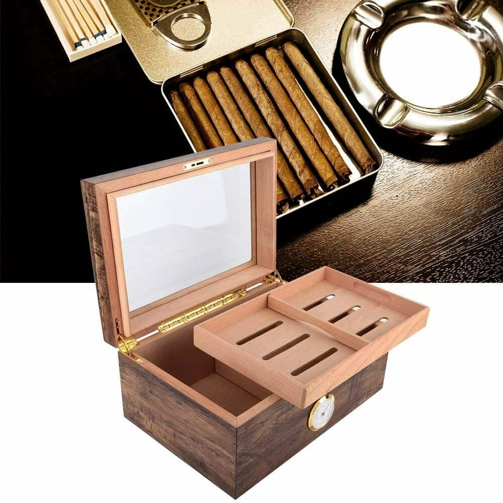 Lockable 50120 Cigar Humidor Box with Humidifier Hygrometer for