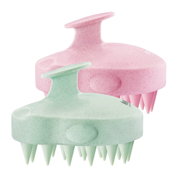 HEETA Masajeador del cuero cabelludo, paquete de 2 para el crecimiento del cabello, cerdas suaves de silicona para eliminar la caspa y aliviar la picazón, exfoliante del cuero cabelludo para el cuidad