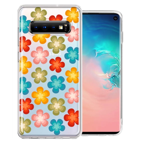 MUNDAZE Samsung Galaxy S10 Plus Groovy Gradient Retro Color Flowers Double Layer Phone Case Cover