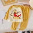 thumbnail image 2 of masbird 2 Pieces Boys Girls Pajamas Toddler Long Sleeve Cotton Pjs Kids Sleepwear Sets 6-12 Months 12-24 Months 2t 3t 4t 5t 6t 7t 8t 9t(Light Yellow,6-12 M), 2 of 4