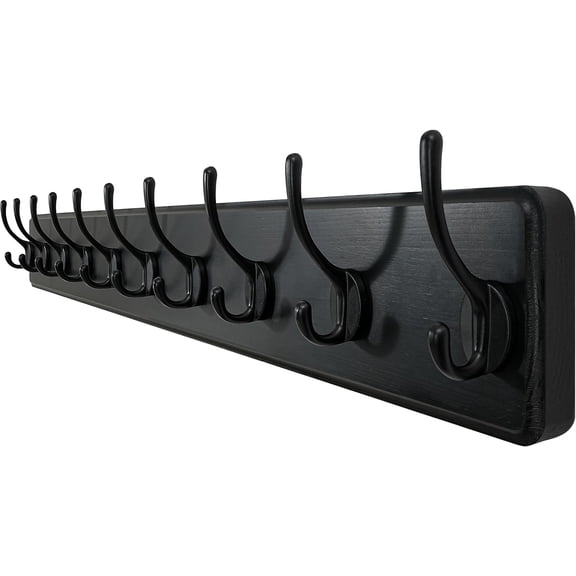 Coat Rack Wall Mount,38 9/16" Long,10 Hooks,Coat Hooks Wall Mounted Large Coat Hanger Wall Hooks for Hanging Coats,Clothes,Jacket,Hats,Entryway,Black