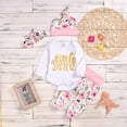 thumbnail image 5 of Esho Newborn Baby Girls Clothes, Toddler Girl Floral Romper Bodysuits+Long Pants+Hat/Headband Set, 3/4 Pieces, 0-24M, 5 of 7
