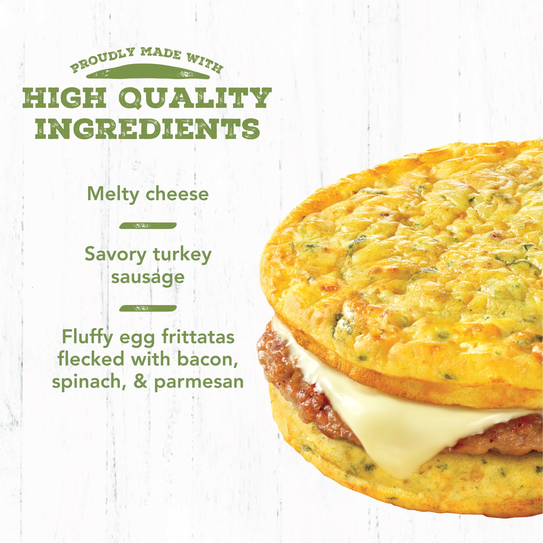 Jimmy Dean Delights Frozen Breakfast Sandwich, Egg'wich Parmesan Egg Frittatas Turkey Sausage Cheese, 4 Count