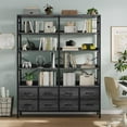 thumbnail image 5 of Bookshelf with 8 Fabric Drawers, 7-Tier Bookcase with Baffles Display Shelves,  Large Book Shelf for Living Room Home Office, Grey, 5 of 8