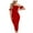 Red, variant on Tbopshirt Wedding Guest Dresses for Women Summer Fashion Slim Mesh Pleated Sleeveless One-Shoulder Dress