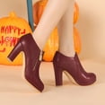 thumbnail image 2 of Unique Bargains Bottines à Talons Hauts Épais à Plateforme à Bout Rond pour Femmes, 2 of 7