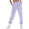 thumbnail image 2 of PXLKNZH Workout Pants Women Trendy Heart Print Cinch Bottom Casual Pants High Waist Drawstring Jogger Sweatpants with Pockets Purple,XL, 2 of 5