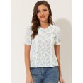 thumbnail image 2 of Allegra K Blusa Con Volantes En La Manga Y Cuello Peter Pan Floral Para Mujer Blanco azul M, 2 of 5