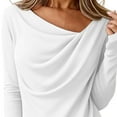 thumbnail image 6 of BLVB Long Sleeve Tops for Women Trendy Asymmetrical Neck Ruched Going out Tops Spring Fall Fashion Tee Shirts Outfits, 6 of 6