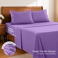 thumbnail image 5 of Lux Decor Collection Full Size Bed Sheets - 4 Piece Set - High GSM Brushed Microfiber - Fits up to 16 Inches Deep Pocket - Full, Purple, 5 of 10