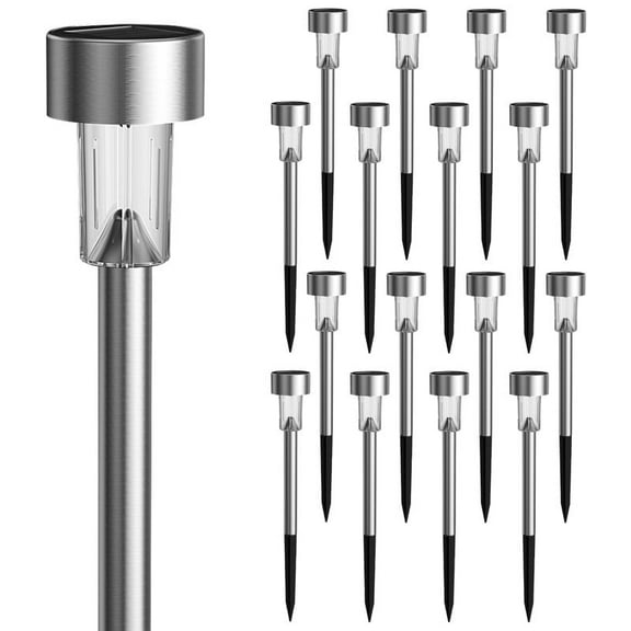 FKHouse 16 Pack Solar Path Lights, Outdoor Waterproof Stainless Steel LED Landscape Lights