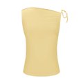 thumbnail image 4 of Hot days, bold styles. Olyvenn Women One Shoulder Ruched Crop Tank Tops Y2K Off The Shoulder Twist Strap Summer Tanks Tops Going Out Crop Shirts Yellow L, 4 of 7