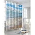 thumbnail image 3 of Fsddascl Ocean Beach Shower Curtain Set - 60" x 72" Washable Bathtub Curtain with 12 Hooks, Summer Nature Blue Sea Waves Sky Cloudy Waterproof Fabric Stall Shower Curtains for Bathroom/Bathtub, 3 of 6