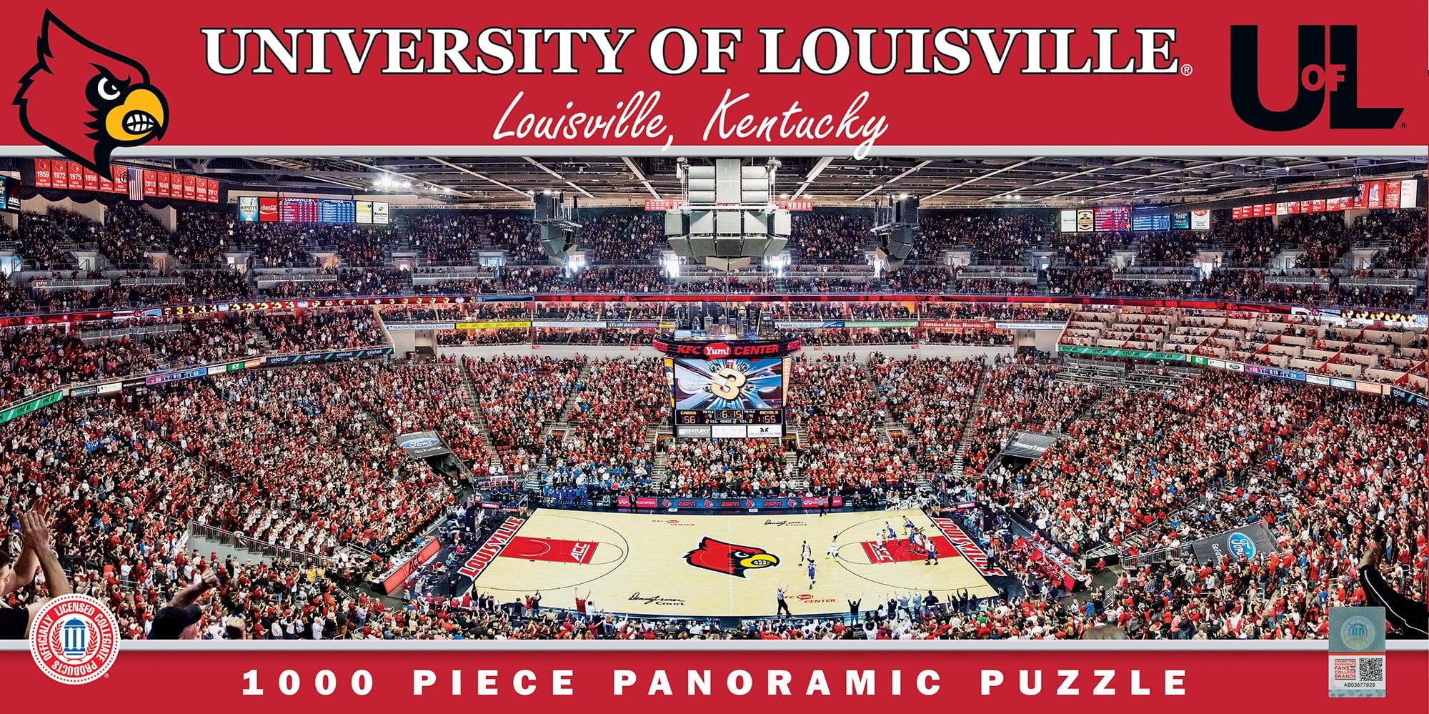 MasterPieces Panoramic Puzzle - NCAA Louisville Cardinals Basketball Court  