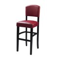 thumbnail image 1 of "Taburete de madera con asiento y respaldo de cuero sintético, negro y rojo" Benzara Inc BM16603, 1 of 2