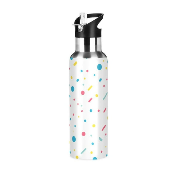 Yayeee 20oz Insulated Water Bottle Double Wall Stainless Steel with Flip Straw Lid, White Retro Pattern