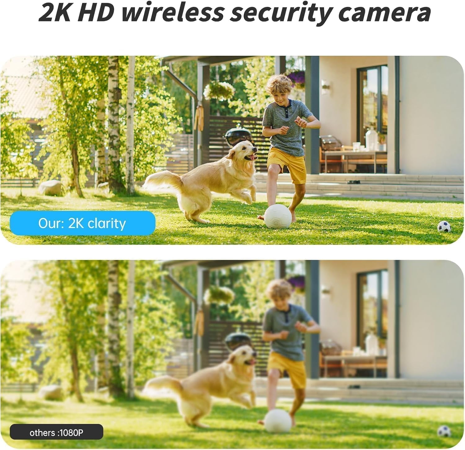 Jqimn 2K Solar Security Camera, 2.4GHz WiFi Security Cameras Wireless Outdoor, Battery Powered Cameras for Home Security, Color Night Vision, 2-Way Audio, Waterproof