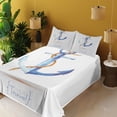 thumbnail image 3 of Ambesonne Ocean Fitted & Top Sheet Set with Shams, Classic Sail Emblem, Blue White Brown, 3 of 5