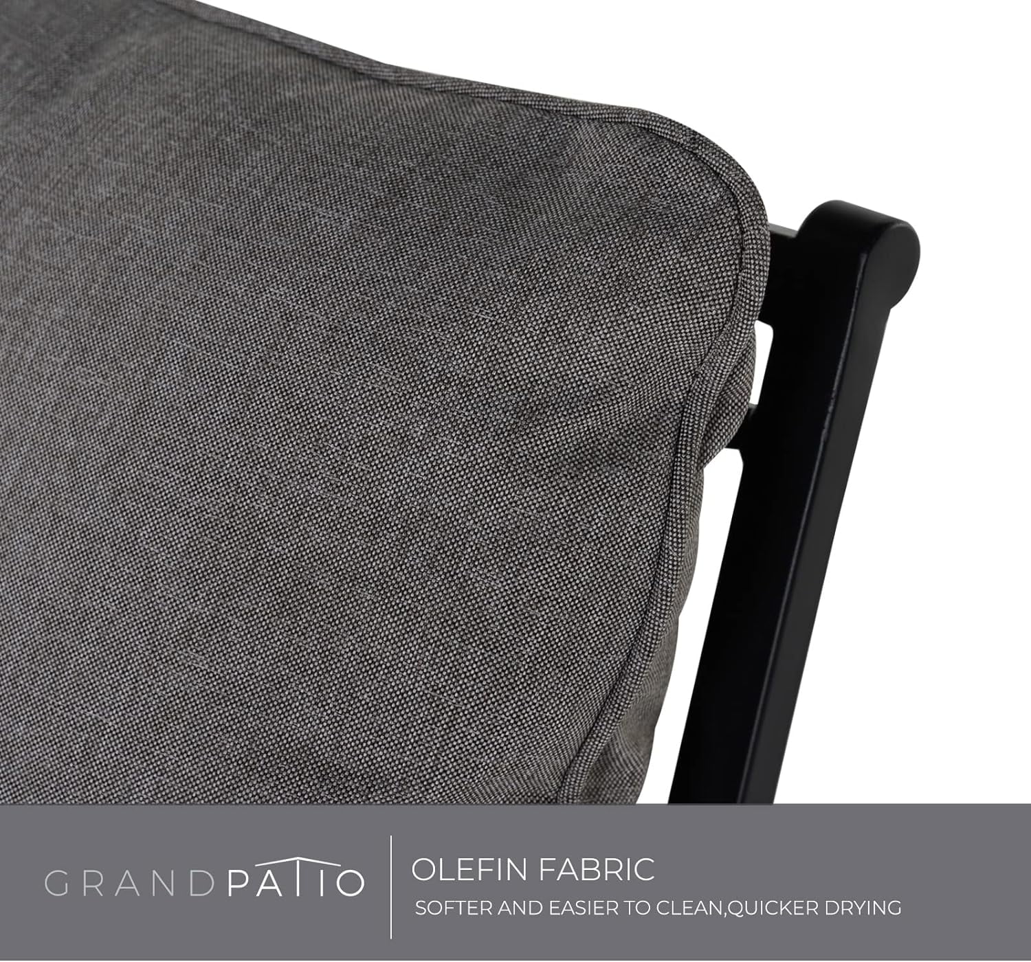 Grand Patio 2-Piece Outdoor Dining Chairs Patio Fixed Dining Chair Set of 2 All-Weather Steel Frame with Removable Grey Olefin Cushions