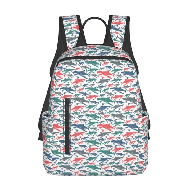 Balery Colorful Shark Mochila ligera para hombre y mujer: duradera e impermeable, ideal para la escuela, el trabajo, viajes y uso diario.