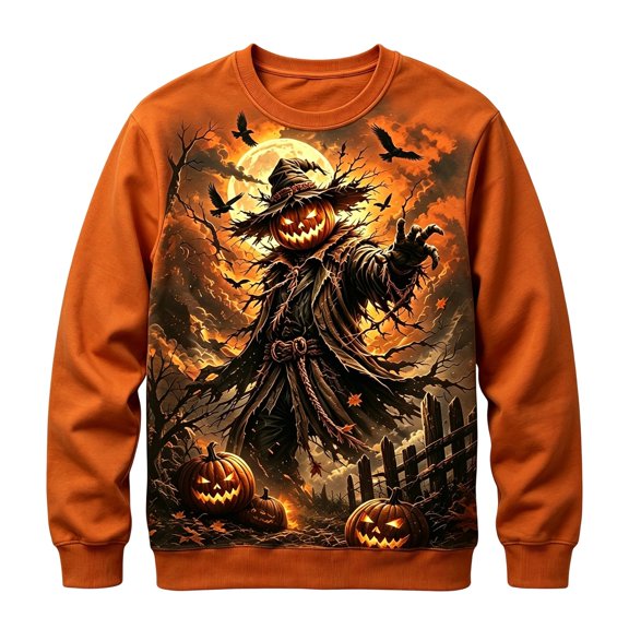 Kiijoy Halloween Sweatshirt for Boys Crewneck Graphic Pullover Top, Orange, Sizes 2-3T