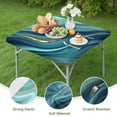 thumbnail image 4 of Blue Gold Marble Pattern Square Fitted Tablecloth with Elastic Edge,Square Table Cover,Washable Elastic Table Cover for Home Kitchen Party Decor 34"x34", 4 of 6