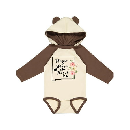 

Inktastic New Mexico Home is Where the Heart is with Watercolor Floral Gift Baby Boy or Baby Girl Long Sleeve Bodysuit