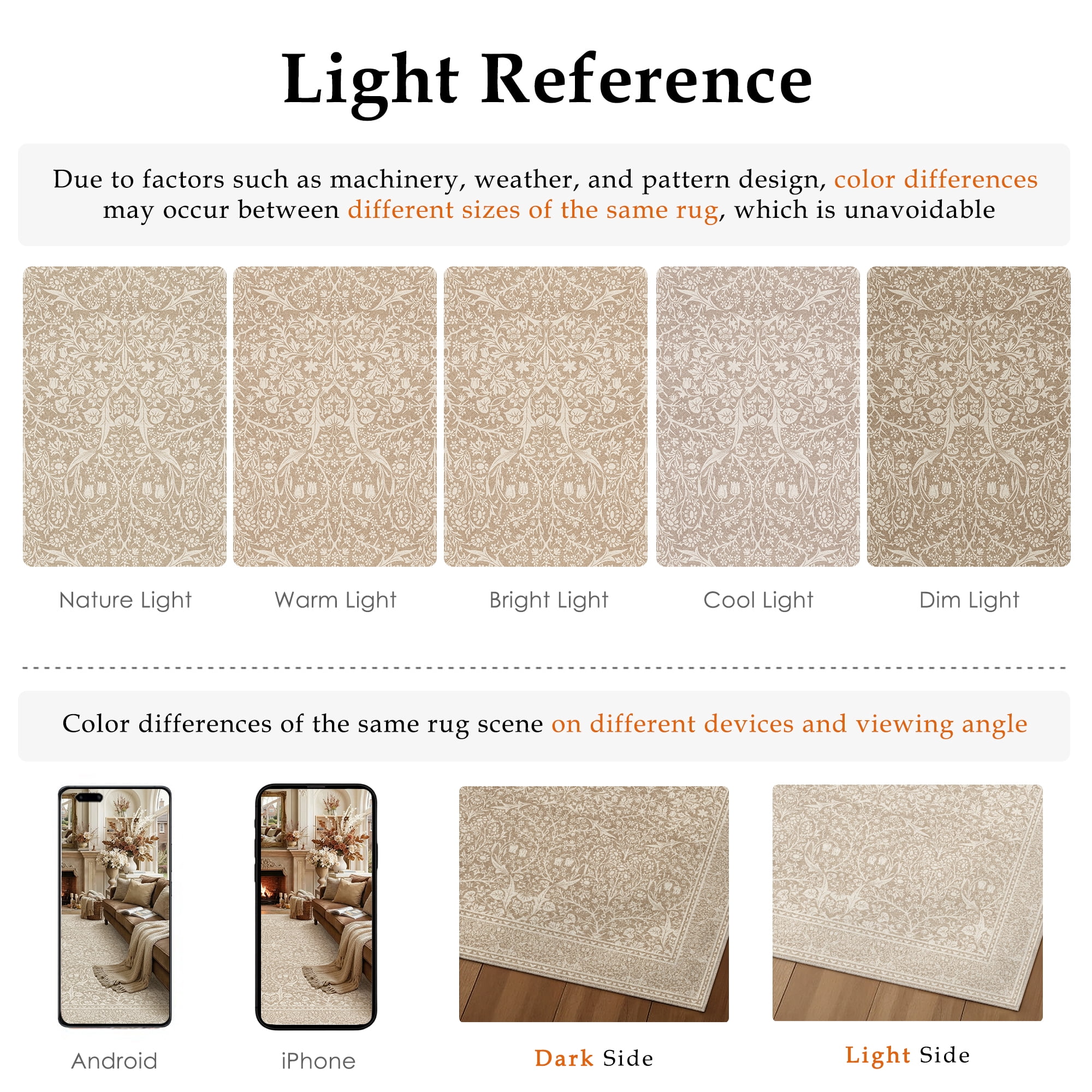 BERTHMEER 6'x9' Area Rugs for Living Room Bedroom Dining Room Farmhouse Kitchen Office Oriental Vintage Traditional Floral Rugs Machine Washable Non Slip Indoor Carpets,Beige Brown