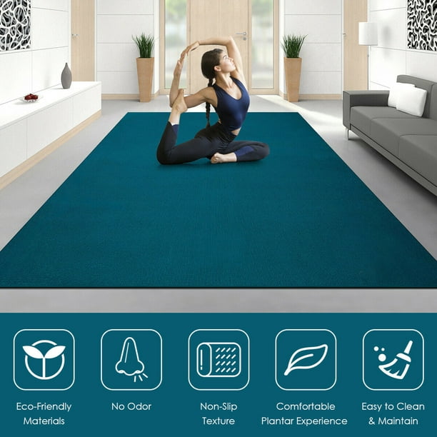 Gymax Large Yoga Mat 6' x 4' x 8 mm Thick Workout Mats for Home Gym  Flooring Blue 