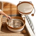 thumbnail image 6 of Cotton Rope Woven Cat Bed,Pet Sleeping Bed with a Playing Rope Ball,Foldable Sleeping Basket for Cats,Puppies,Rabbits and Small Pets (Medium,Brown & Beige), 6 of 6