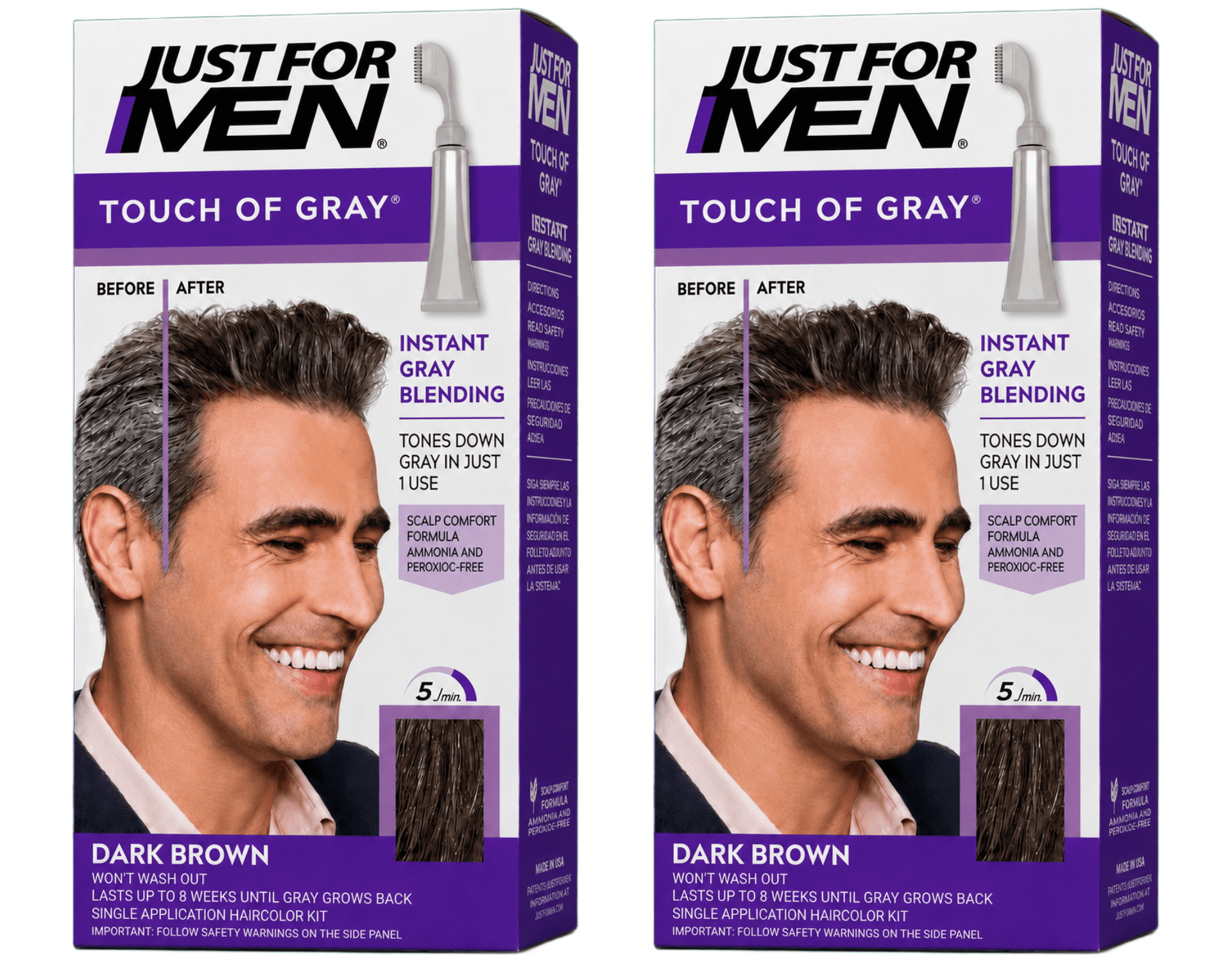 Just For Men, Hair Color, Touch of Gray, Black, Pack of 3