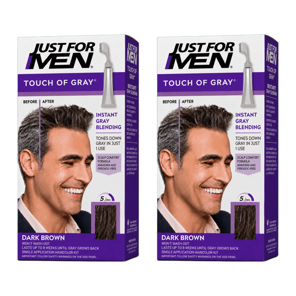 JUST FOR MEN Touch of Gray Hair Treatment T-45 Dark Brown, 1 Each (Pack of 2)