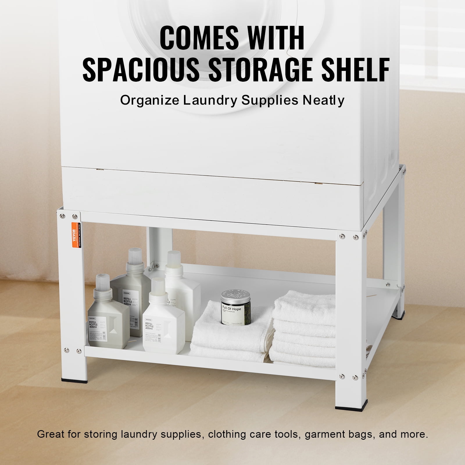 VEVOR Laundry Pedestal with Storage Shelf, 28"Lx28" Wx16" H, Washer And Dryer Base Stand Platform Universal Fit 660lbs Capacity, Heavy Duty Steel Multi-Functional Base for Washing Machine