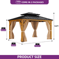 thumbnail image 2 of Dextrus 11x13FT Wood Hardtop Gazebo with Nettings and Curtains,Outdoor Galvanized Steel Double Roof Gazebo for Patio, Deck, Backyard - Beige Yellow, 2 of 6