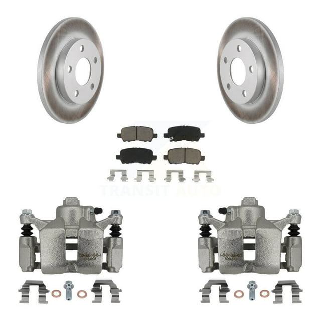 Transit Auto Rear Disc Brake Caliper Coated Rotors and Ceramic Pads Kit for Car 2010 Chevrolet Impala Without Drum In Hat Parking KCG-100227C