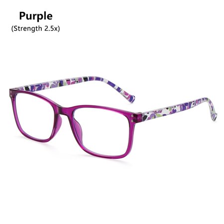 Retro Anti Eyestrain Spring Hinge for Men and Women Readers Blue Light Blocking Computer Eyeglasses Reading Glasses PURPLE STRENGTH 2.5X
