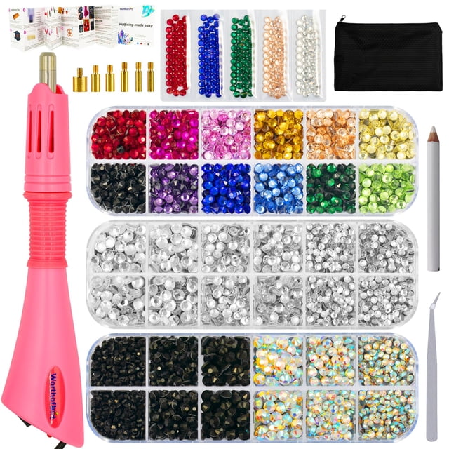 El kit aplicador Hotfix Bedazzler Worthofbest con 5200 diamantes de imitación
