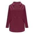 thumbnail image 3 of Ohufall Womens Cotton Linen Hoodie Shirts Lightweight Loose V-Neck Hoodies Fashion Solid Color Casual Long Sleeve Blouses for Women, 3 of 5