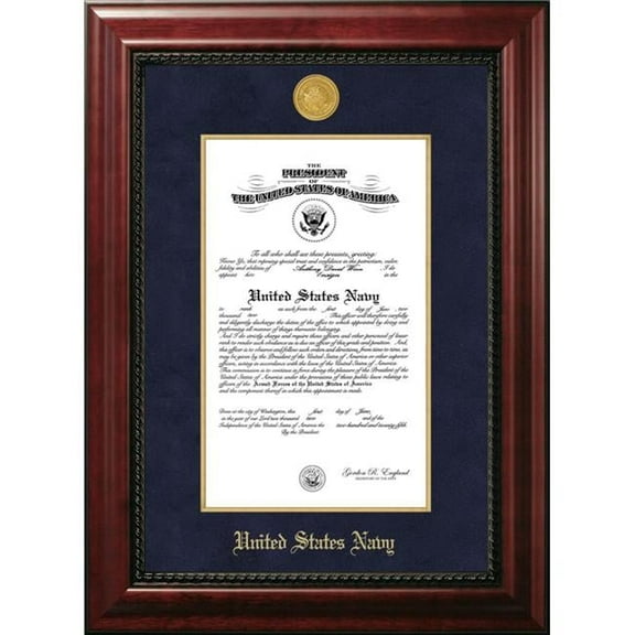 Campus Images NACEXGF00111x14 11 x 14 in. Patriot Frames Navy Certificate Executive Mahogany Frame with Gold Medallion & Gold Fillet