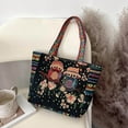 thumbnail image 2 of facefd Embroidered Handmade Women Shoulder Bag Travel Bag Gift Blue Yellow Owl, 2 of 8